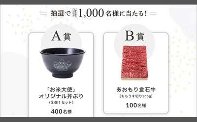 青森米キャンペーンで「お米大使オリジナル丼ぶり」「あおもり倉石牛 500g」当たる!