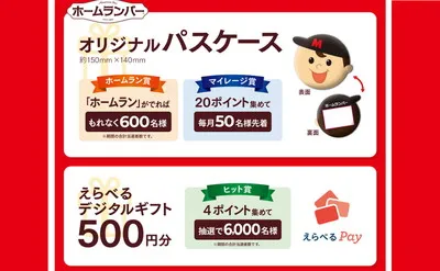 ホームランバー「家族で楽しむ!ワクワクプレゼント」で「えらべるPay 500円分」
