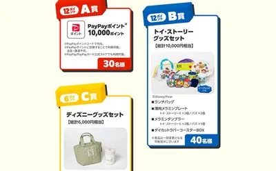 「PayPayポイント」「トイストーリー オリジナルグッズ」が当たる!