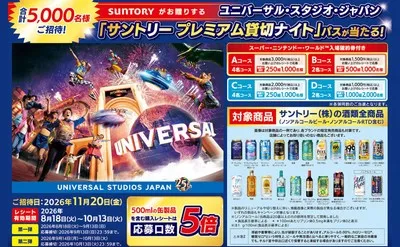 「USJ プレミアム貸切ナイトパス」が当たる!LINE限定レシート応募!
