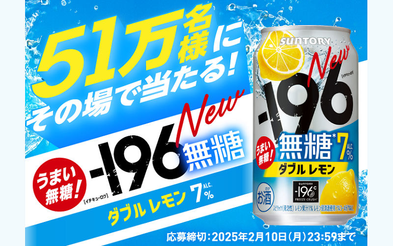 「－196無糖〈ダブルレモン〉」51万名様！