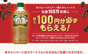 「100円分キャッシュバッククーポン」100万名様！